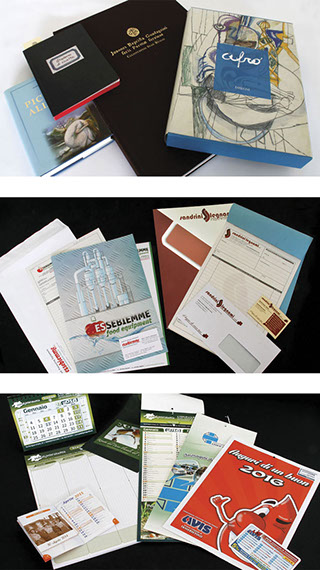 Edizioni, immagine coordinata, calendari, shopping bags, carpette, etichette adesive in bobina, etichette adesive a foglio, cartellini, cluster